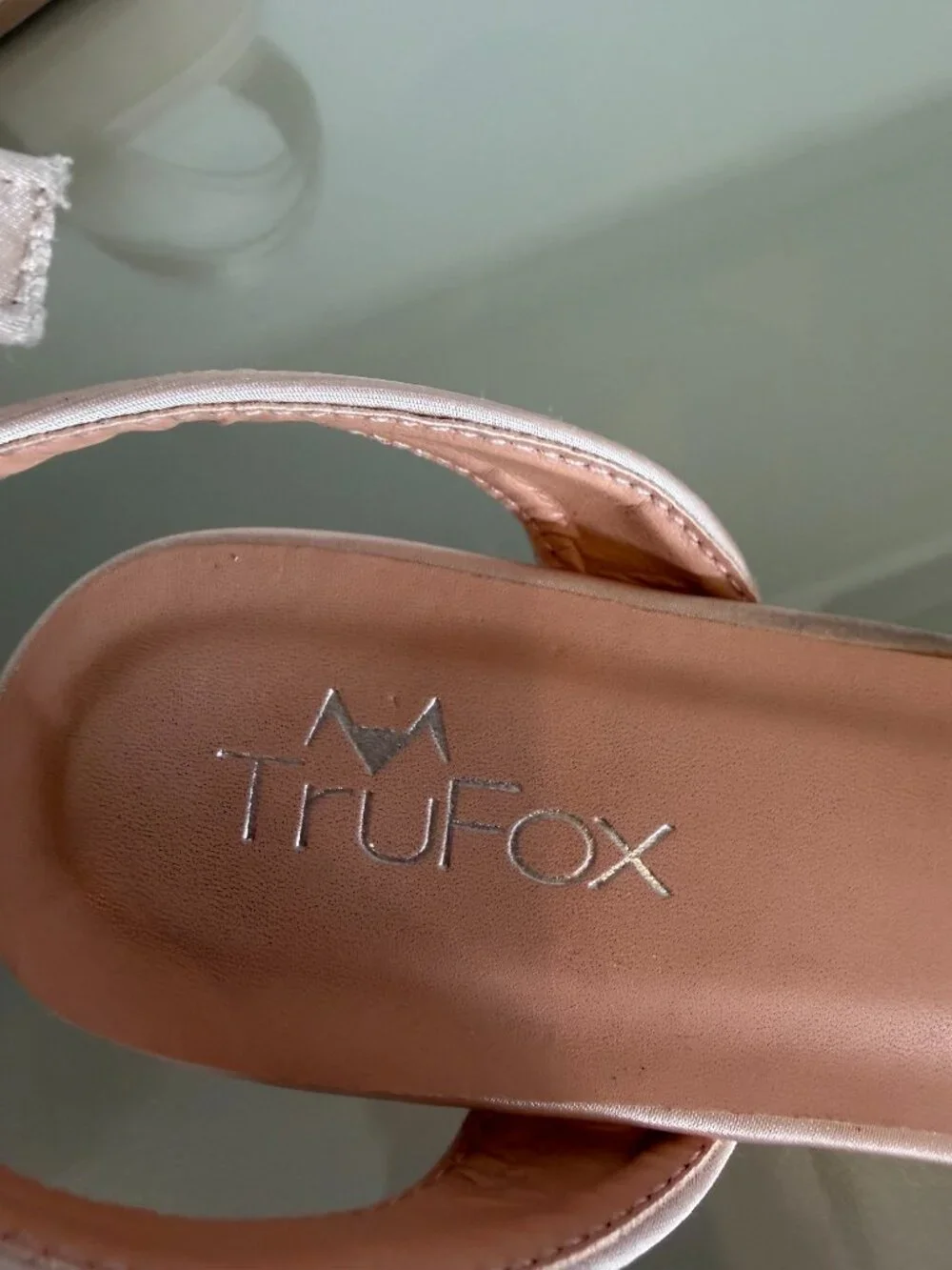 TruFox Girls 6 Blush Satin Pearl Block Heel Sandals Flower Girl Wedding Shoes